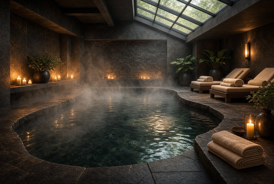 Piscina termal interior del spa Argensia